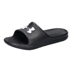 KLAPKI UNDER ARMOUR 3021286-001 czarne na basen lato lekkie sportowe 37,5. Czarne klapki Under Armour, bez wzorów, z materiału, sportowe, bez obcasa, na płaskiej podeszwie, bez zapięcia. Za 99.00 zł.