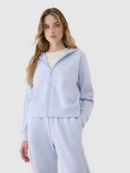 4F Bluza dresowa rozpinana z modalem damska - niebieska XL. Niebieskie bluzy z kapturem 4f, xl, bez wzorów, z dresówki, z kapturem. W wyprzedaży za 139.99 zł.