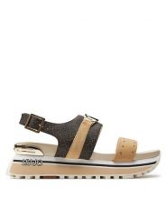 Liu Jo Sandały Maxi Wonder 27 BA4107 EX171 Beżowy. Brązowe sandały Liu Jo, bez wzorów, ze skóry, bez obcasa, na koturnie, bez zapięcia. Za 539.99 zł.