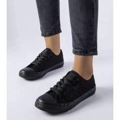 Czarne siateczkowe trampki Big Star LL274072. Czarne trampki bez wzorów, z dresówki, eleganckie, bez zapięcia. Za 191.52 zł.
