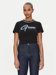 Guess T-Shirt W5GI03 I3Z14 Czarny Regular Fit. Czarne t-shirty Guess, m, z aplikacjami, z bawełny, bez kołnierzyka, bez ramiączek. Za 159.99 zł.