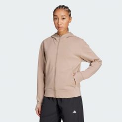 Bluza z kapturem Designed 4 Training Full-Zip. Brązowe bluzy adidas, bez wzorów, z materiału, z kapturem, na fitness i siłownię, climacool (adidas). Za 299.00 zł.