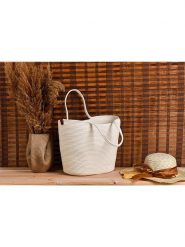 Scandinavia Concept Shopper bag "Ezekiel" w kolorze kremowym - 46 x 46 x 18 cm rozmiar: onesize. Brązowe shopper bag Scandinavia Concept, bez wzorów, z bawełny, na ramię, bez dodatków. Za 118.28 zł.