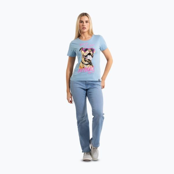 Koszulka damska Pitbull Synglasses Dog. Niebieskie t-shirty sportowe PITBULL, bez wzorów, bez ramiączek. Za 59.99 zł.