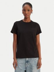 Patrizia Pepe T-Shirt 8M1543/J111-K103 Czarny Regular Fit. Czarne t-shirty Patrizia Pepe, m, bez wzorów, z bawełny, bez kołnierzyka, bez ramiączek. Za 449.99 zł.