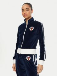 Tommy Jeans Bluza Velvet DW0DW20565 Granatowy Slim Fit. Niebieskie bluzy Tommy Jeans, s, bez wzorów, z bawełny, bez kaptura. Za 399.99 zł.