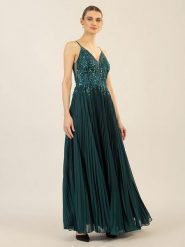 APART Sukienka w kolorze ciemnozielonym rozmiar: 40. Zielone sukienki Apart, bez wzorów, bez kołnierzyka, bez ramiączek, maxi. Za 558.95 zł.