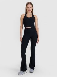 4F Legginsy z rozszerzanymi nogawkami damskie 4F x Anna Lewandowska - czarne L. Czarne legginsy 4f, bez wzorów, z dzianiny, eleganckie. Za 99.99 zł.