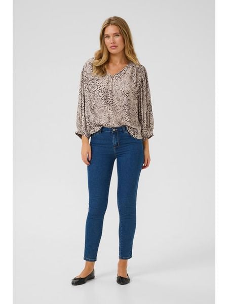 Kaffe Bluzka w kolorze beżowym rozmiar: 34. Brązowe bluzki Kaffe, bez wzorów, bez kołnierzyka, bez ramiączek. Za 96.37 zł.