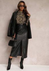 Czarna Ołówkowa Spódnica Maxi z Ekoskóry i Paskiem Evell. Czarne spódnice Renee, l, z aplikacjami, eleganckie, maxi, ołówkowe. W wyprzedaży za 143.99 zł.
