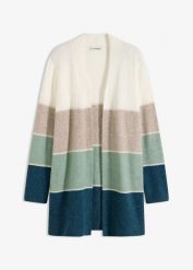 Długi sweter rozpinany. Brązowe swetry bonprix, bez wzorów, bez ramiączek. Za 149.99 zł.