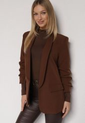 Jasnobrązowa Niezapinana Marynarka Pudełkowa z Wiskozą z Marszczonymi Rękawami Feniravia. Białe marynarki i żakiety Born2be, l, bez wzorów, z koronki, biznesowe, bez ramiączek. Za 109.99 zł.