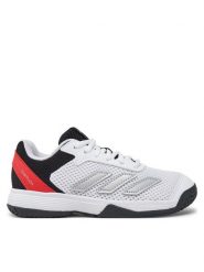 Adidas Buty do tenisa Courtflash JI2447 Biały. Białe buty treningowe adidas, bez wzorów, z materiału, bez zapięcia, tenisowe. Za 199.99 zł.