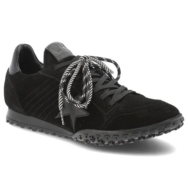 Czarne Sneakersy Chebello Stylowe Sportowe Obuwie Damskie. Czarne buty treningowe CheBello, bez wzorów, z weluru, przed kostkę, bez zapięcia. Za 552.99 zł.
