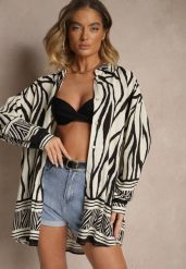 Beżowo-Czarna Koszula z Wiskozy z Lnem w Geometryczny Wzór Sepilora. Brązowe koszule Renee, bez wzorów, z materiału, eleganckie, bez kołnierzyka, bez ramiączek. W wyprzedaży za 62.99 zł.