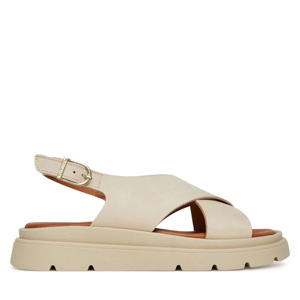 Sandały Tamaris. Brązowe sandały Tamaris, bez wzorów, bez obcasa, na koturnie, bez zapięcia. Za 299.99 zł.