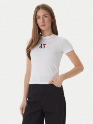 Guess Jeans T-Shirt W6GIB1 J1314 Biały Slim Fit. Białe t-shirty Guess Jeans, xl, z aplikacjami, z bawełny, bez kołnierzyka, bez ramiączek. Za 139.99 zł.