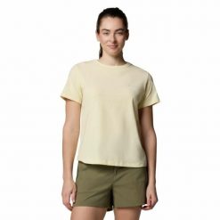 Koszulka damska Columbia Sun Trek Short Sleeve II Tee z krótkim rękawem. Żółte t-shirty sportowe Columbia, s, bez wzorów, bez ramiączek. Za 100.16 zł.