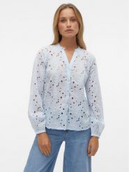 Vero Moda Koszula Ida 10303333 Błękitny Regular Fit. Niebieskie koszule Vero Moda, xs, bez wzorów, z bawełny, bez kołnierzyka, bez ramiączek. Za 129.99 zł.