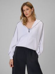 4F Bluza dresowa regular z kapturem damska - biała M. Białe bluzy z kapturem 4f, m, bez wzorów, z dresówki, z kapturem. Za 179.99 zł.