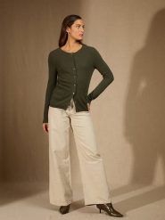 Perfect Cashmere Kaszmirowy kardigan "Amy" w kolorze khaki rozmiar: L. Brązowe swetry Perfect Cashmere, l, bez wzorów, z kaszmiru, bez ramiączek. Za 452.45 zł.