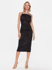 Just Cavalli Sukienka koktajlowa 74PBO924 Czarny Slim Fit. Czarne sukienki Just Cavalli, bez wzorów, z syntetyku, wizytowe, bez kołnierzyka, bez ramiączek. Za 719.99 zł.