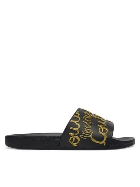 Versace Jeans Couture Klapki 80VA3SQ1 ZSS79 899 Czarny. Czarne klapki Versace Jeans Couture, bez wzorów, z jeansu, bez obcasa, bez zapięcia. Za 311.99 zł.
