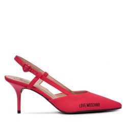 Sandały LOVE MOSCHINO. Czerwone sandały Love Moschino, bez wzorów, bez obcasa, na szpilce, bez zapięcia. Za 959.99 zł.