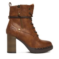 Trzewiki Beverly Hills Polo Club. Brązowe botki Beverly Hills Polo Club, bez wzorów, bez obcasa, na słupku, bez zapięcia. Za 219.99 zł.