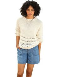 Heine Sweter w kolorze kremowym rozmiar: 46. Brązowe swetry Heine, bez wzorów, bez ramiączek. Za 86.99 zł.