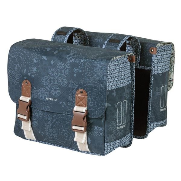 Podwójna sakwa „Boheme-Double. Niebieskie shopper bag BASIL, bez wzorów, eleganckie, z nadrukiem, bez dodatków. Za 373.95 zł.