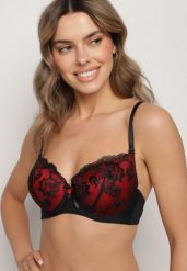 Czarno-Bordowy Biustonosz Full Cup Pokryty Koronką Absuca. Czarne biustonosze Born2be, bez wzorów, z koronki. Za 49.99 zł.