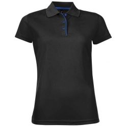 Damska Sportowa Koszulka Polo Performer. Czarne t-shirty sportowe SOL'S, s, bez wzorów, bez ramiączek. Za 81.99 zł.