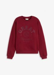 Bluza oversize z czystej bawełny. Czerwone bluzy bonprix, bez wzorów, z bawełny, bez ramiączek, bez kaptura. Za 94.99 zł.