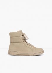 Botki sznurowane. Szare botki bonprix, bez wzorów, bez obcasa, bez zapięcia. Za 169.99 zł.