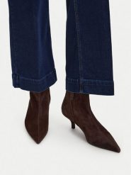 GINO ROSSI Botki EO-26004-01 Brązowy ciemny. Brązowe botki Gino Rossi, bez wzorów, ze skóry, bez obcasa, na szpilce, bez zapięcia. Za 399.99 zł.
