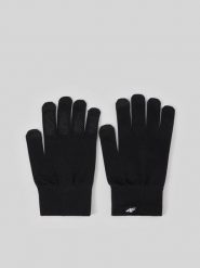 4F Rękawiczki dzianinowe Touch Screen uniseks - czarne L/XL. Czarne rękawiczki 4f, bez wzorów, z dzianiny. Za 29.99 zł.