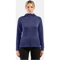 Bluza damska Odlo TENCIA Mid layer hoody full zip. Niebieskie bluzy z kapturem ODLO, l, bez wzorów, z polaru, z kapturem, trekkingowe. Za 479.99 zł.