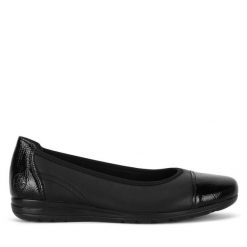 Baleriny Rieker. Czarne baleriny Rieker, bez wzorów, bez obcasa, bez zapięcia. Za 219.99 zł.