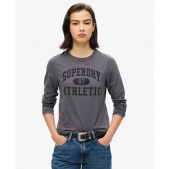 Wąska koszulka z długim rękawem Athletic Ringer. Szare bielizna termoaktywna damska Superdry, bez wzorów, bez ramiączek. W wyprzedaży za 157.90 zł.