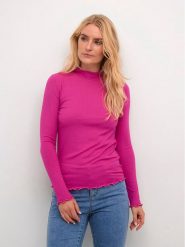 Kaffe Bluzka Kadrew Turtleneck 10507922 Różowy Shaped Fit. Czerwone bluzki Kaffe, s, bez wzorów, z wiskozy, bez kołnierzyka, bez ramiączek. Za 79.99 zł.