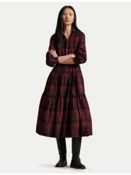 Polo Ralph Lauren Sukienka koszulowa 211A13260001 Bordowy Regular Fit. Czerwone sukienki Polo Ralph Lauren, bez wzorów, z bawełny, bez kołnierzyka, bez ramiączek, koszulowe. Za 1,699.00 zł.