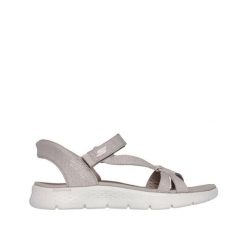 Sandały SKECHERS SLIP-INS GO WALK FLEX Brązowy. Brązowe sandały Skechers, bez wzorów, z tkaniny, bez obcasa, bez zapięcia. Za 248.99 zł.