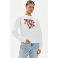 GUESS Bluza Damska "Roses Triangle" Biała, Roz. S. Białe bluzy bez kaptura Guess, s, z aplikacjami, bez kaptura. Za 279.99 zł.