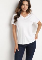 Biały T-shirt Bawełniany o Klasycznym Fasonie Iridessae. Białe t-shirty Born2be, m, bez wzorów, z bawełny, klasyczne, bez kołnierzyka, bez ramiączek. W wyprzedaży za 29.74 zł.