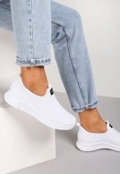 Białe Buty Sportowe Daemnessa. Białe buty sportowe lifestyle Renee, bez wzorów, z dresówki, sportowe, bez zapięcia. W wyprzedaży za 38.49 zł.