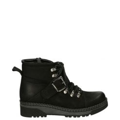 OCIEPLANE BOTKI ZE SKÓRY NUBUKOWEJ 5032011 BLACK. Czarne botki Venezia, bez wzorów, z nubiku, bez obcasa, bez zapięcia. Za 189.00 zł.