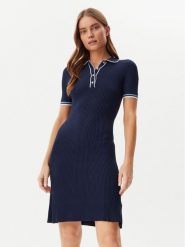 Guess Sukienka dzianinowa W5GK84 Z3L10 Granatowy Regular Fit. Niebieskie sukienki Guess, l, z aplikacjami, z dzianiny, bez kołnierzyka, bez ramiączek. Za 389.99 zł.