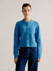 Josephine & Co Kardigan "Laurine" w kolorze niebieskim rozmiar: XL. Niebieskie swetry Josephine & Co, xl, bez wzorów, prążkowane, bez ramiączek. Za 195.99 zł.