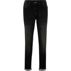 Dżinsy ze stretchem Boyfriend z wygodnym paskiem bonprix czarny "stone". Czarne jeansy bonprix, bez wzorów, z jeansu. Za 79.99 zł.